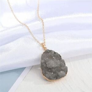 Grey Stone Water Drop Necklace